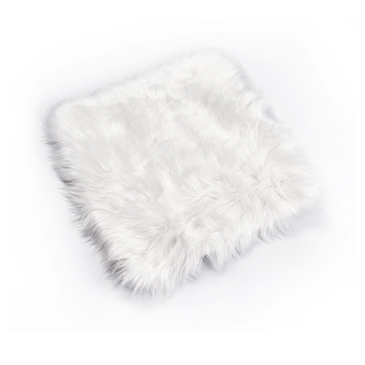 Square Soft White Faux Sheepskin Fur 20 Inch Seat Cushion Cover
