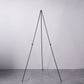 65" black metal sign holder easel stand, collapsible tripod design.