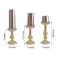 Mercury gold glass candle holders set of 3, 7", 8", and 10" tall.