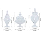 Clear glass pedestal apothecary jars set of 3 with snap-on lids.