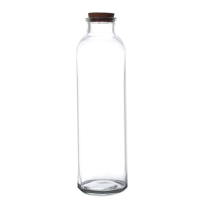 Clear glass storage jar with cork stopper, 16oz size.