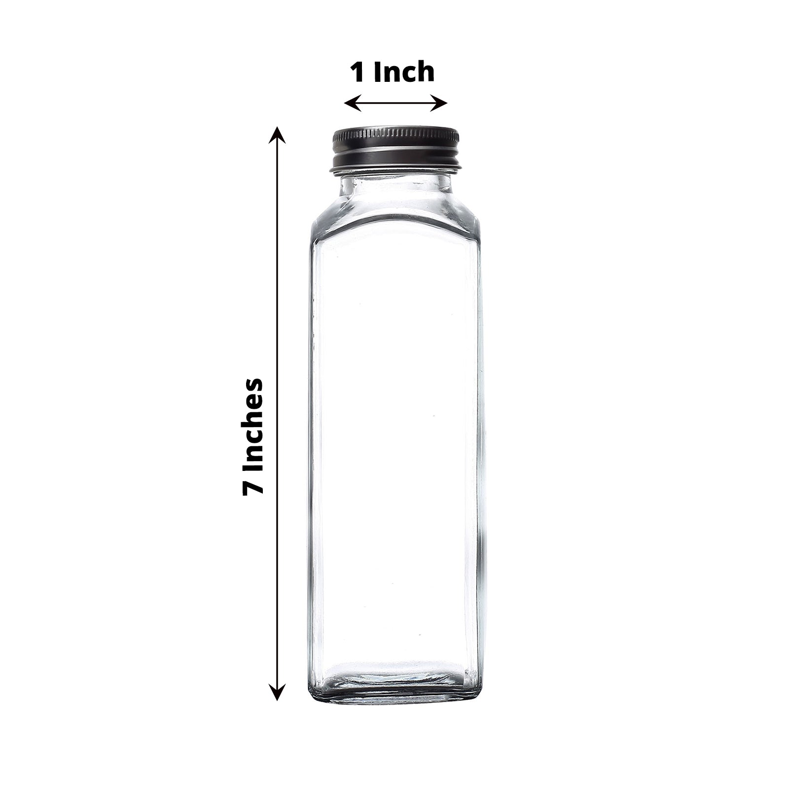 Clear glass jar with aluminum cap, 12oz, 7 inches tall.
