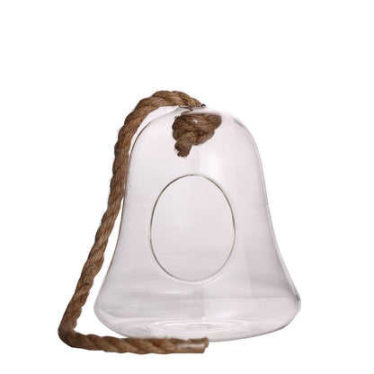 Bell Shaped Hanging Air Plant Glass Terrarium 9 Inch with Twine Rope Pack of 2#whtbkgd