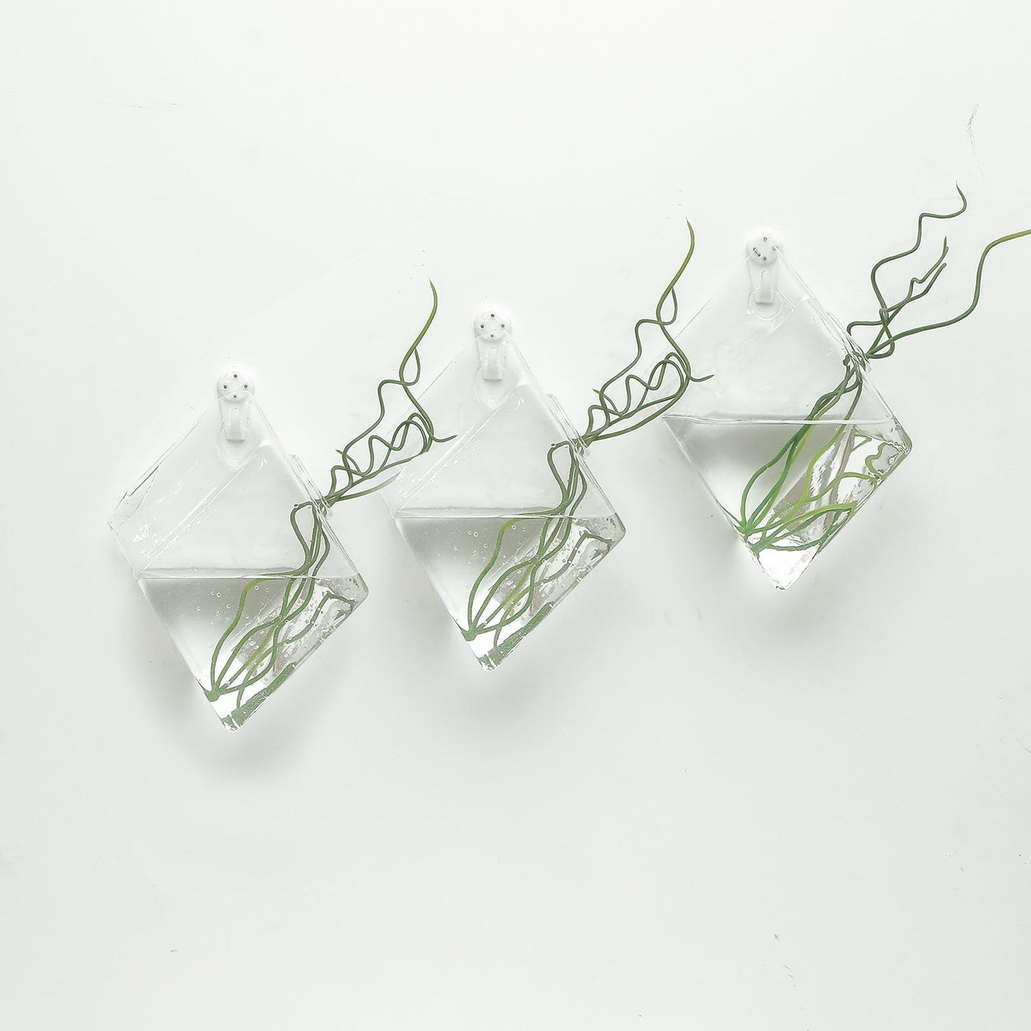 3 Pack - Rhombus Glass Wall Vase - Indoor Wall Mounted Planters - Hanging Terrariums