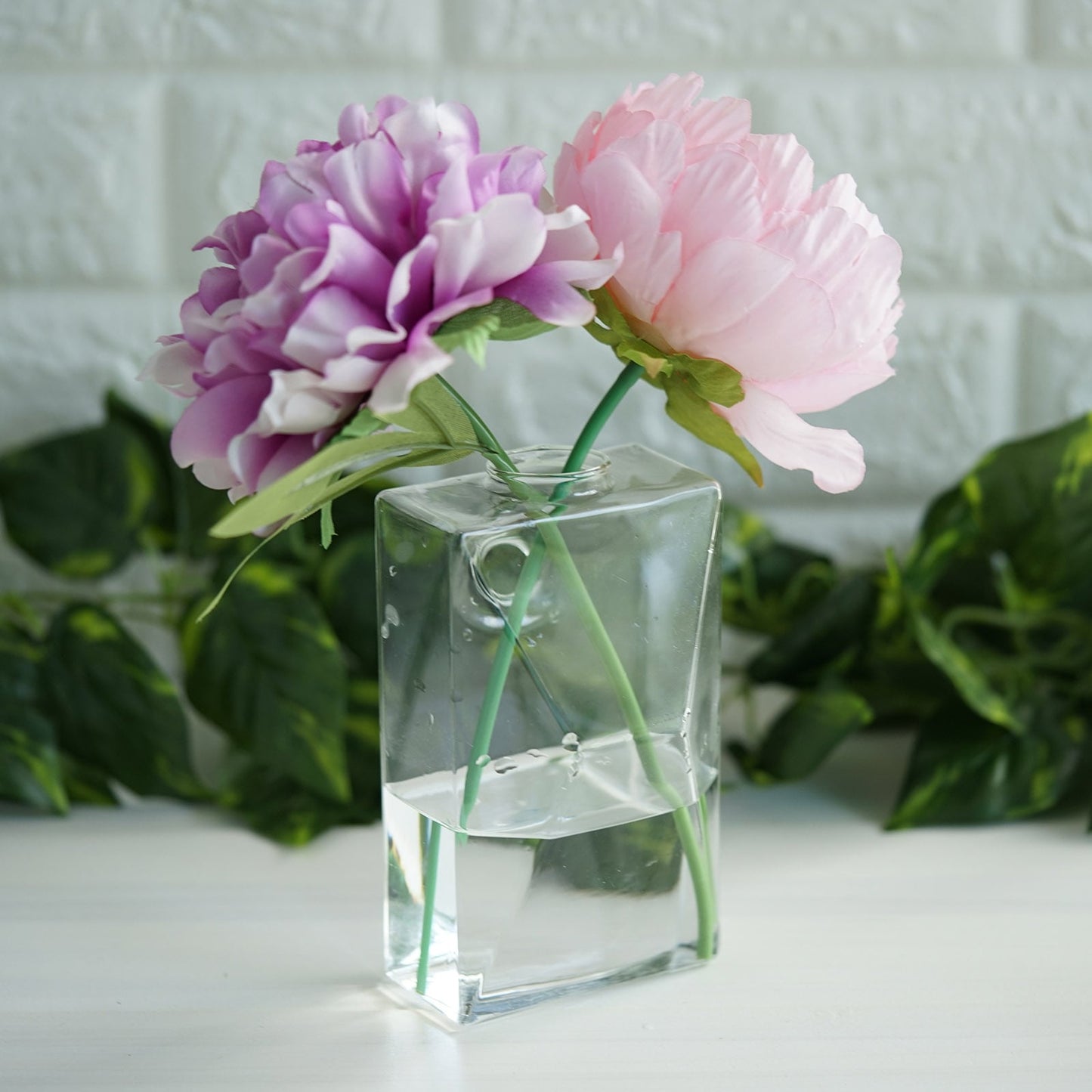 3 Pack Glass Wall Mounted Trapezoid Vase Planters Hanging Terrariums