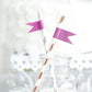 Hot pink glitter washi tape on decorative straws.