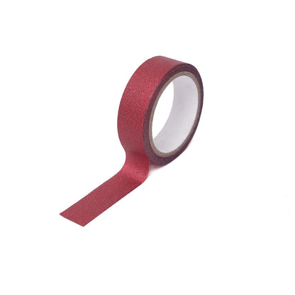 Burgundy glitter washi tape roll, perfect for DIY crafts.