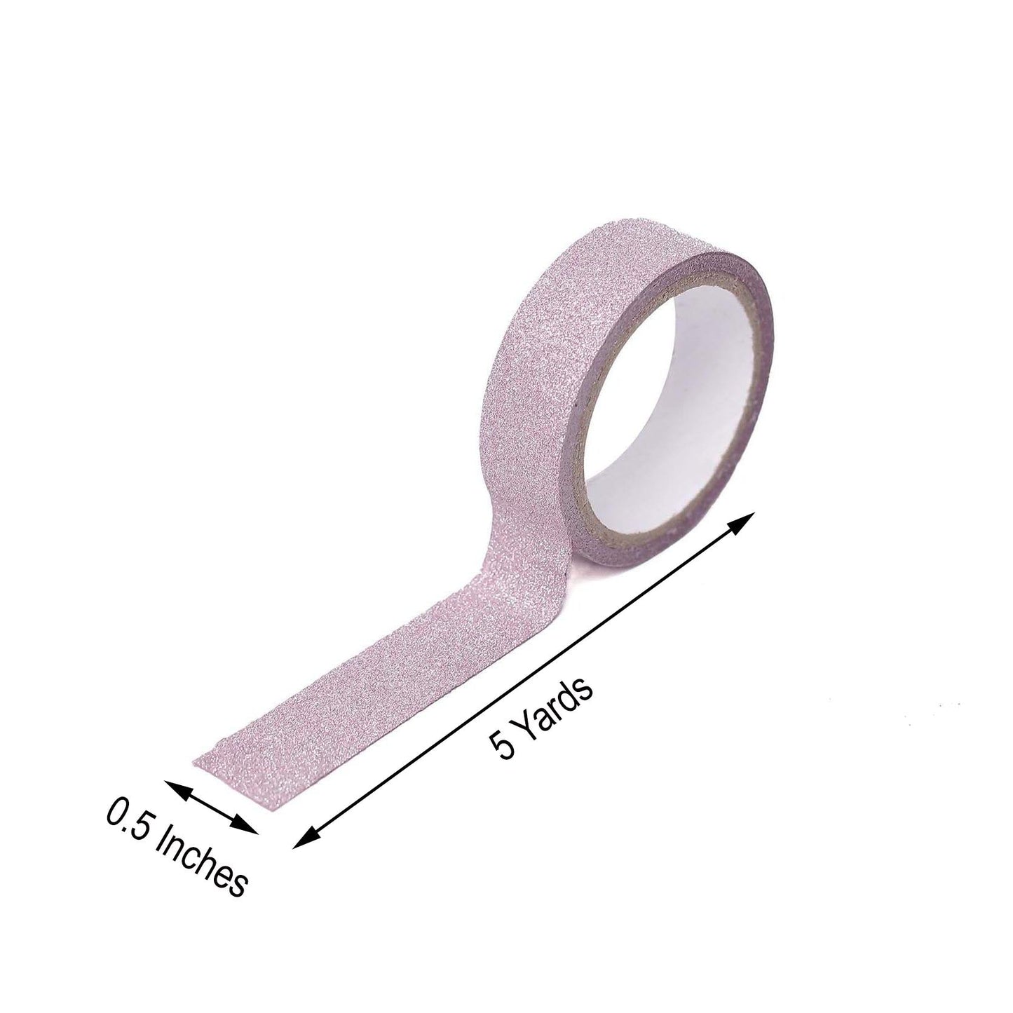 Pink glitter washi tape, 0.5"x5 yards, perfect for DIY crafts.