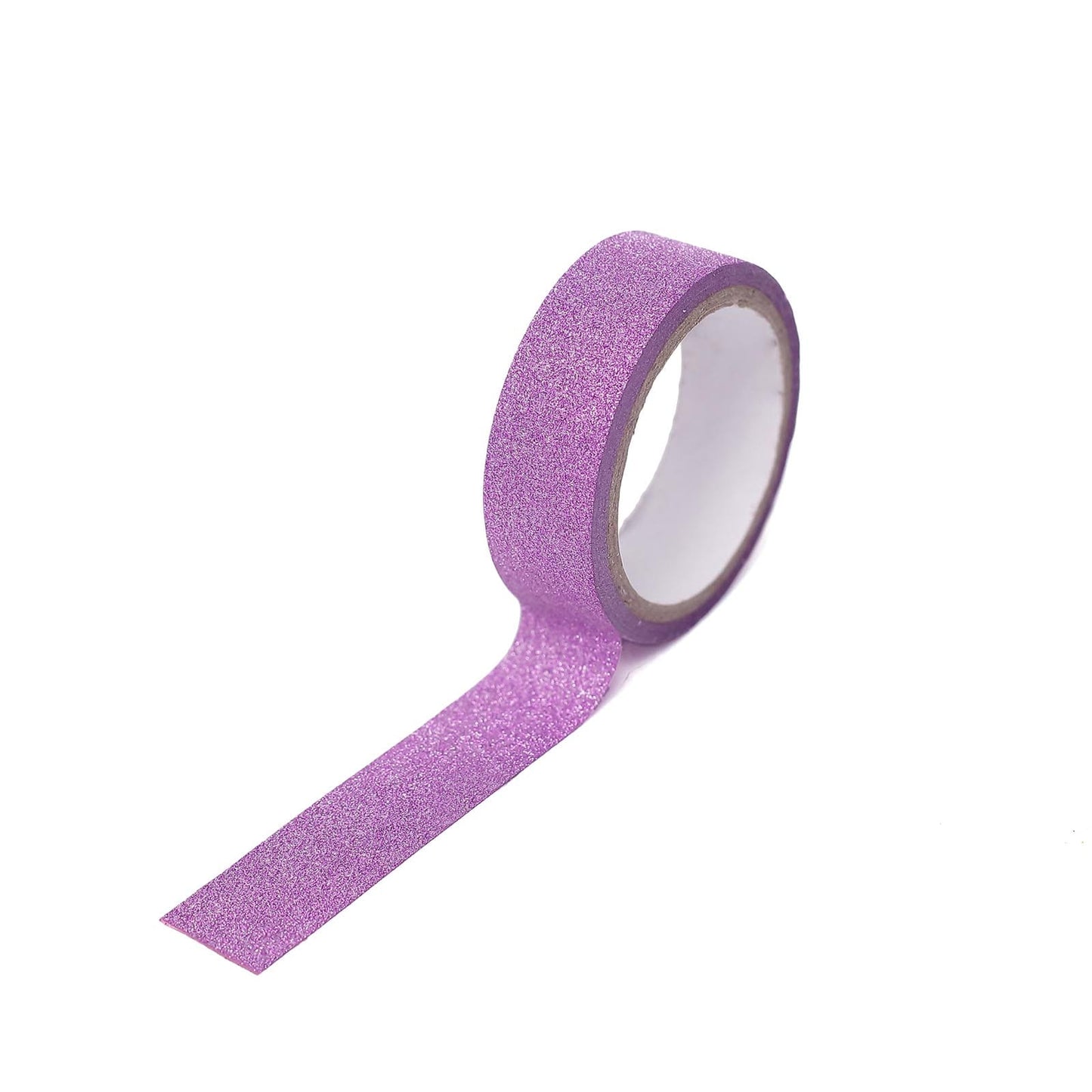Purple glitter washi tape roll for DIY crafts.