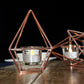 16" Rose Gold Geometric Candle Holder Set - Linked Metal Geometric Centerpieces with Votive Glass Holders