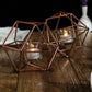 Geometric Linked Metal Candle Holder Set 11 Inch with Votive Glass Holders in Rose Gold