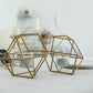 Gold 11 Inch Geometric Linked Metal Tealight Candle Holder Set with Votive Glass Holders
