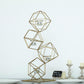 Geometric Linked Metal Tealight Candle Holder Set 25 Inch with Votive Glass Holders in Gold
