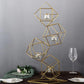 Gold 25 Inch Geometric Linked Metal Tealight Candle Holder Set with Votive Glass Holders