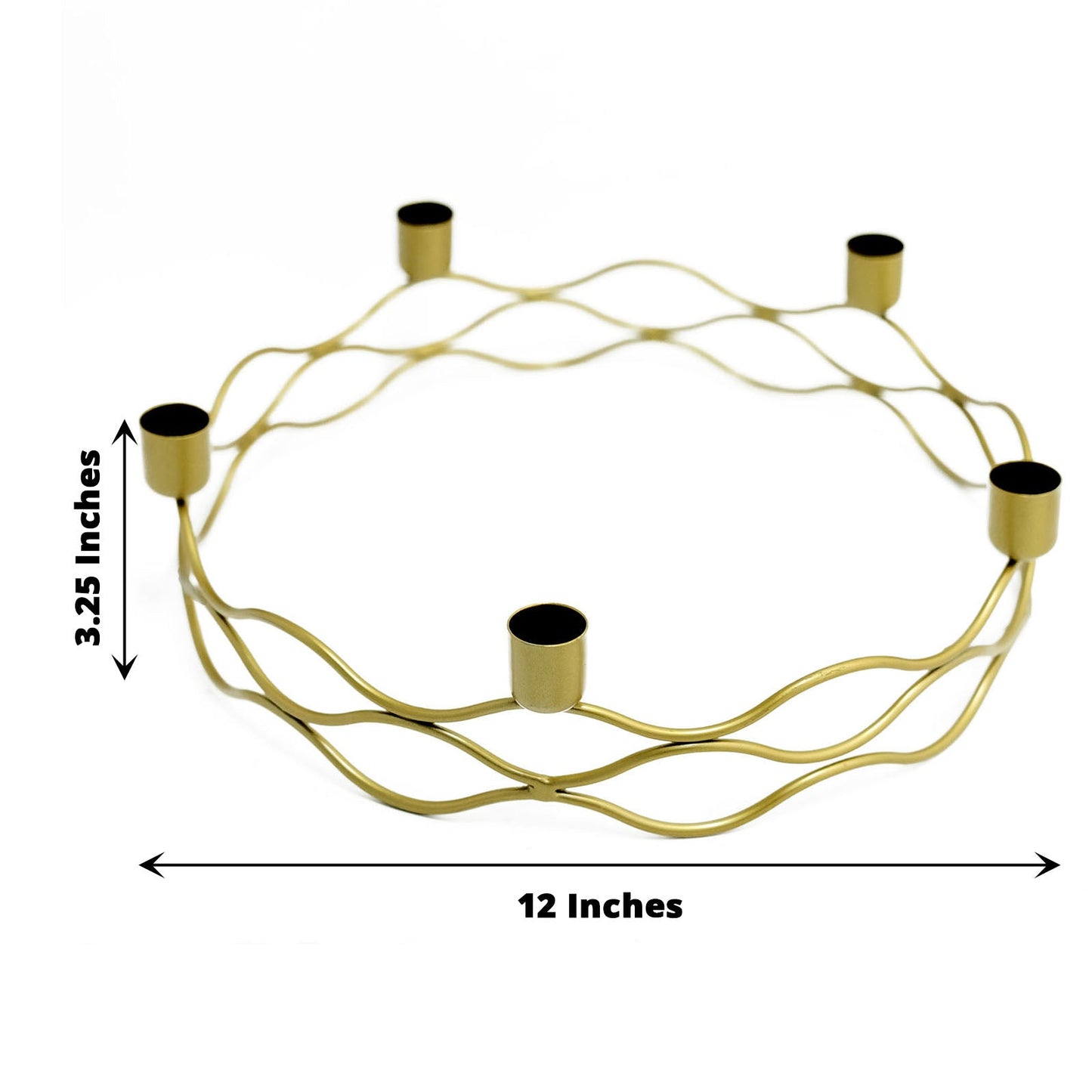 Gold Round Taper Candle Holder Wreath Design 12 Inch