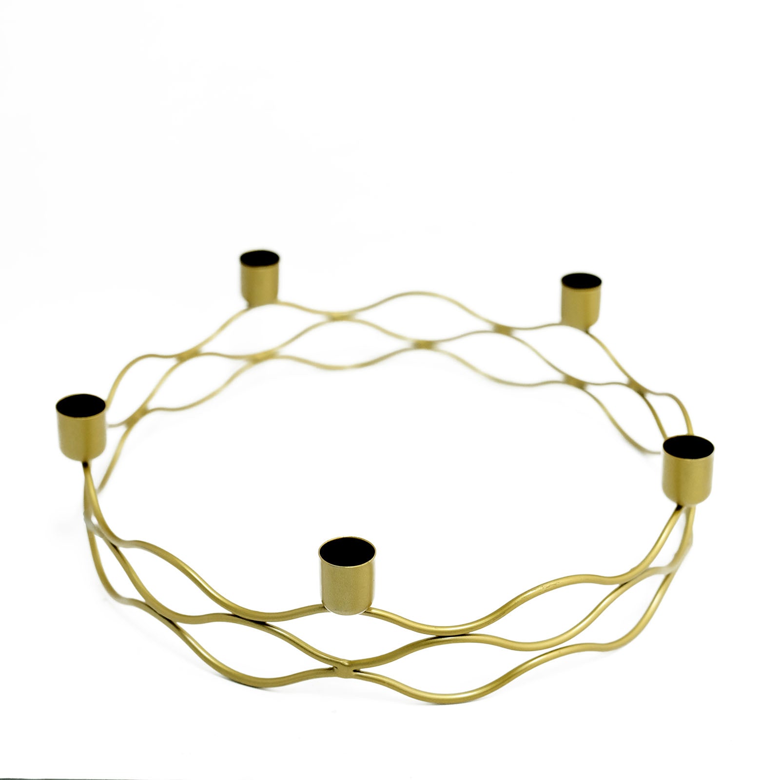 Round Taper Candle Holder Gold 12 Inch Wreath Design#whtbkgd