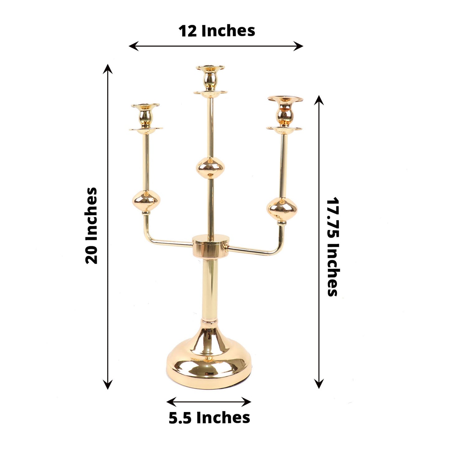 Metal 3 Arm Candelabra Table Centerpiece Gold 20 Inch