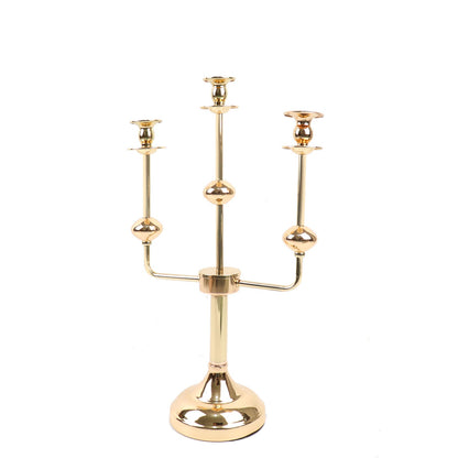 3 Arm 20 Inch Gold Metal Candelabra Table Centerpiece#whtbkgd