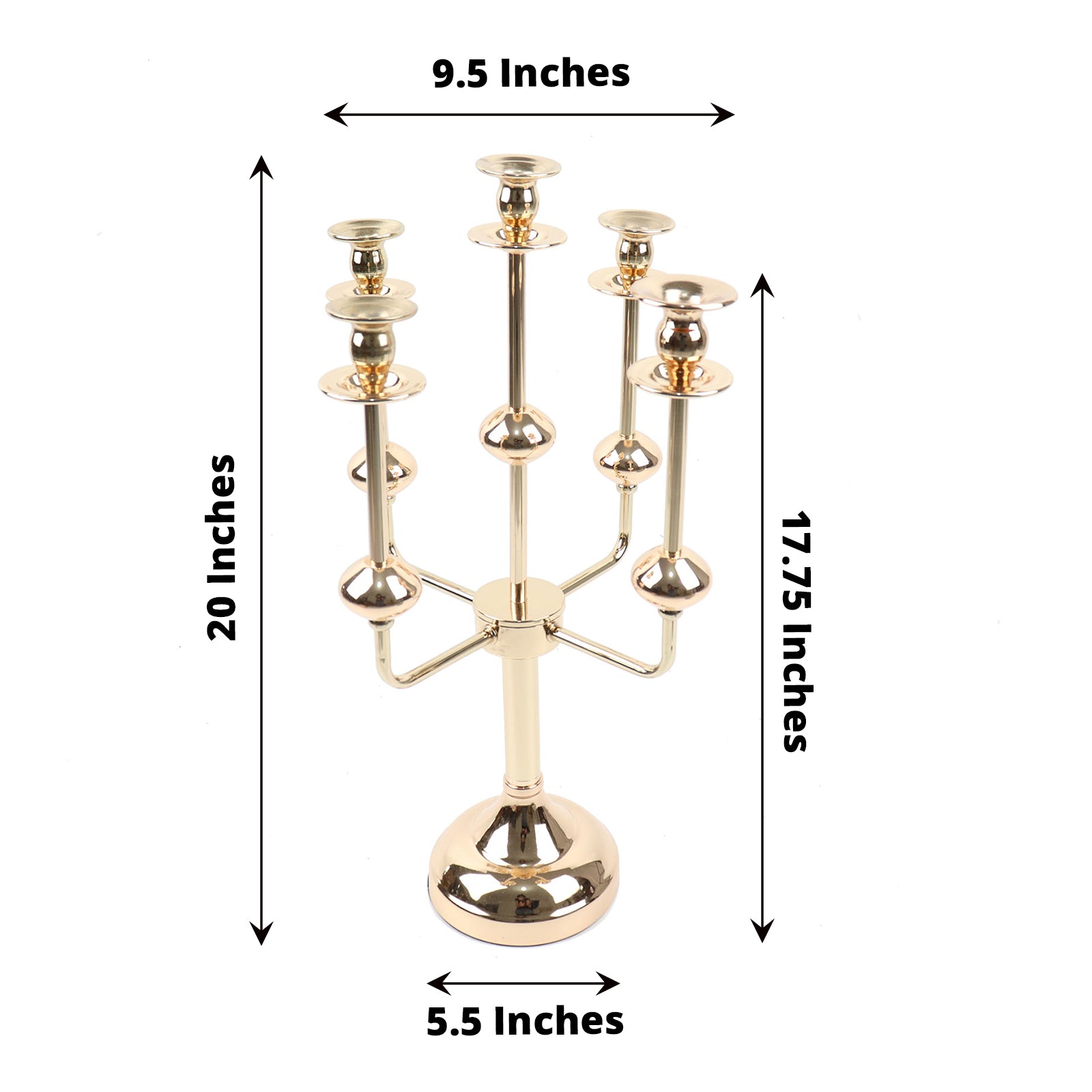 Metal 5 Arm Candelabra Table Centerpiece Gold 20 Inch