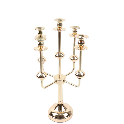 5 Arm 20 Inch Gold Metal Candelabra Table Centerpiece#whtbkgd