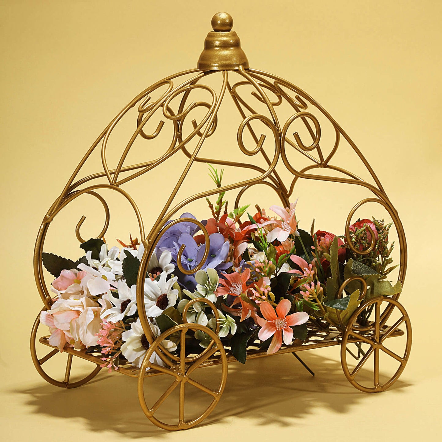 Gold Wrought Iron 11 Inch Cinderella Pumpkin Carriage Table Centerpiece