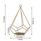 9" gold metal pentagon tealight candle holder, open frame geometric design.