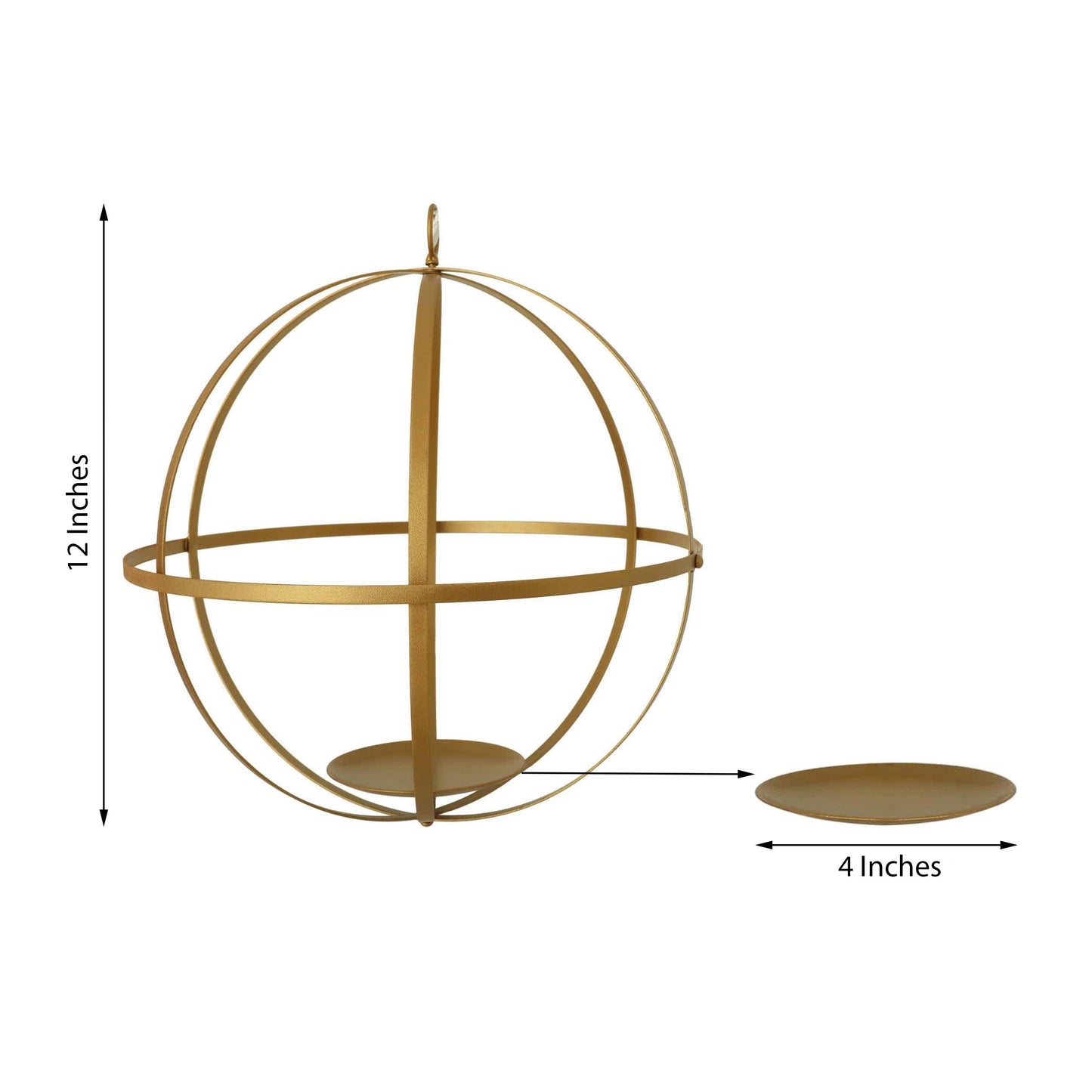 Gold open frame centerpiece ball for candle or floral display.