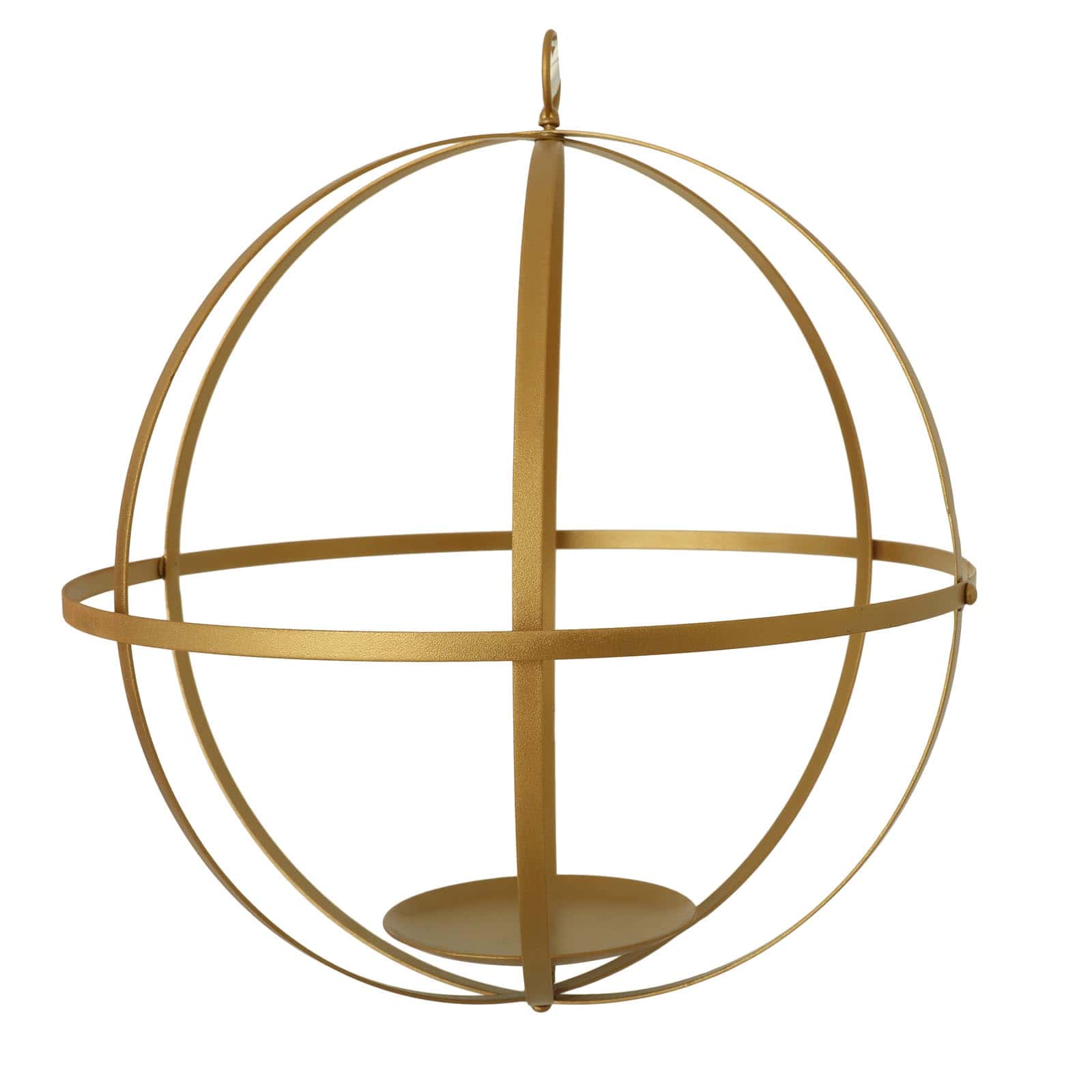 24" gold wrought iron open frame centerpiece ball and candle holder.