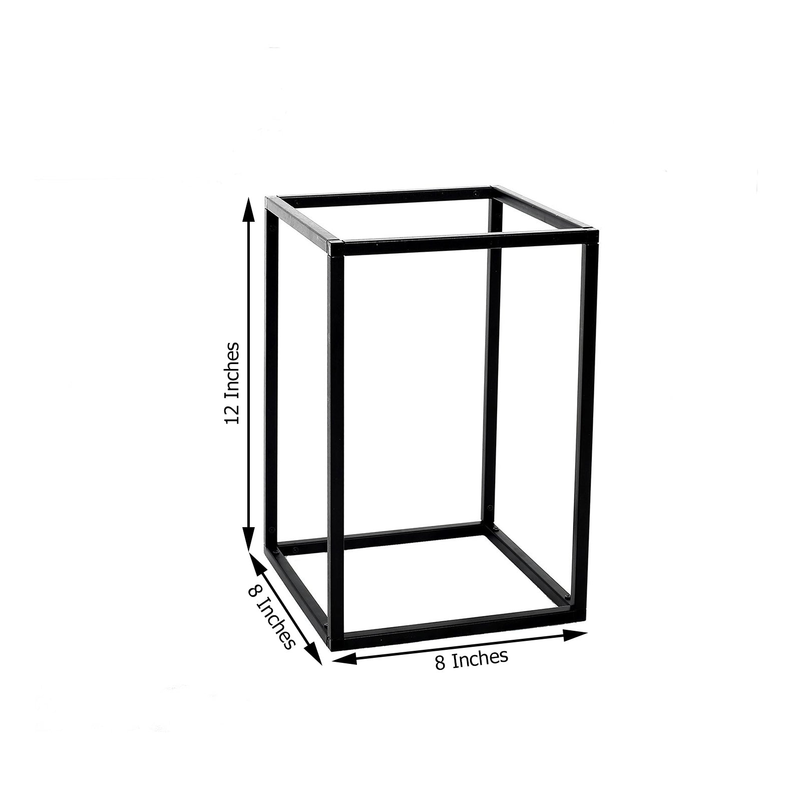 Rectangular Matte Black Wedding Flower Stand 12 Inch In Metal 