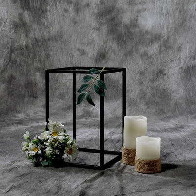 2-Pack Rectangular Matte Black Metal Wedding Flower Stand 12"