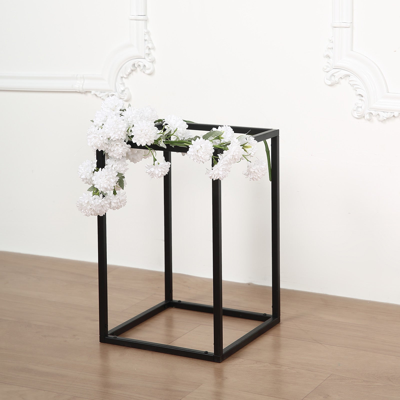 12 Inch Matte Black Rectangular Wedding Flower Stand