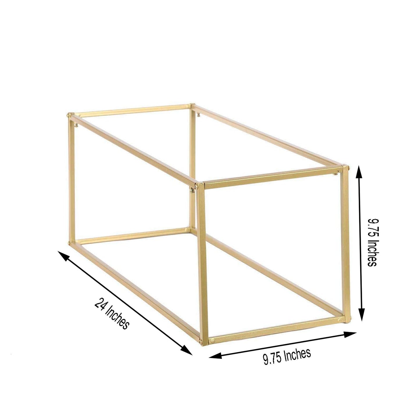 Gold rectangular geometric flower stand centerpiece, 24 inches.