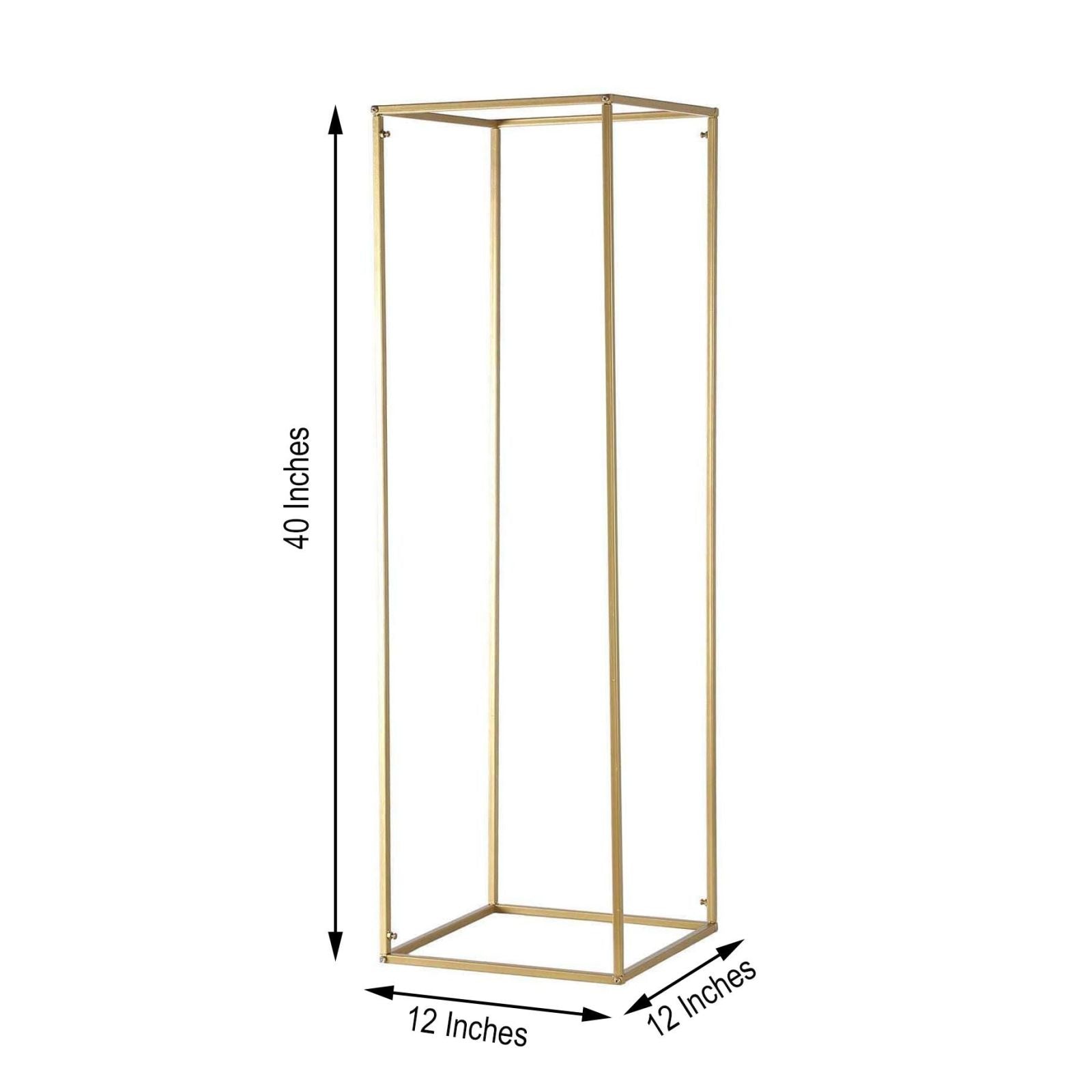 40inch Matte Gold Wedding Flower Stand - Metal Vase Column Stand - Geometric Centerpiece Vase
