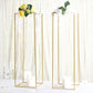2 Pack | 40" Rectangular Gold Metal Wedding Flower Stand, Geometric Column Frame Centerpiece