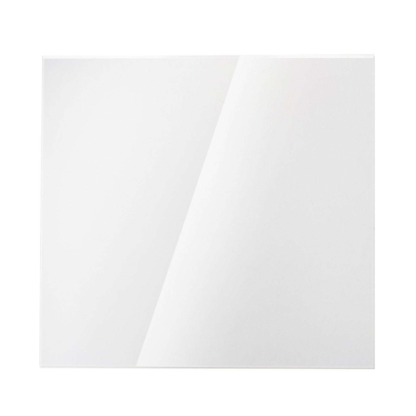 Clear acrylic plexiglass sheets, 12" square, 3mm thick, with protective film.