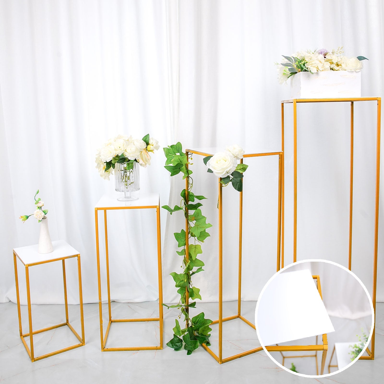 White acrylic square plexiglass sheets, assorted sizes, with protective film.