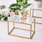 Clear acrylic sheets on a table with a gold frame and potted plant.