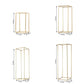 Matte gold metal frame flower stands in various heights for wedding centerpieces.