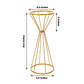 Gold geometric flower stand, 20" tall, perfect for weddings and centerpieces.
