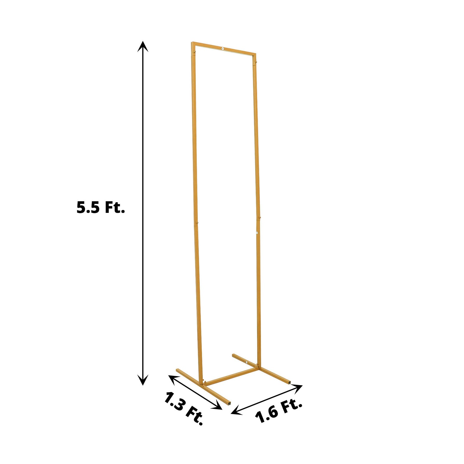 Rectangular Slim Metal Floral Display Frame in Gold 5.5 Feet