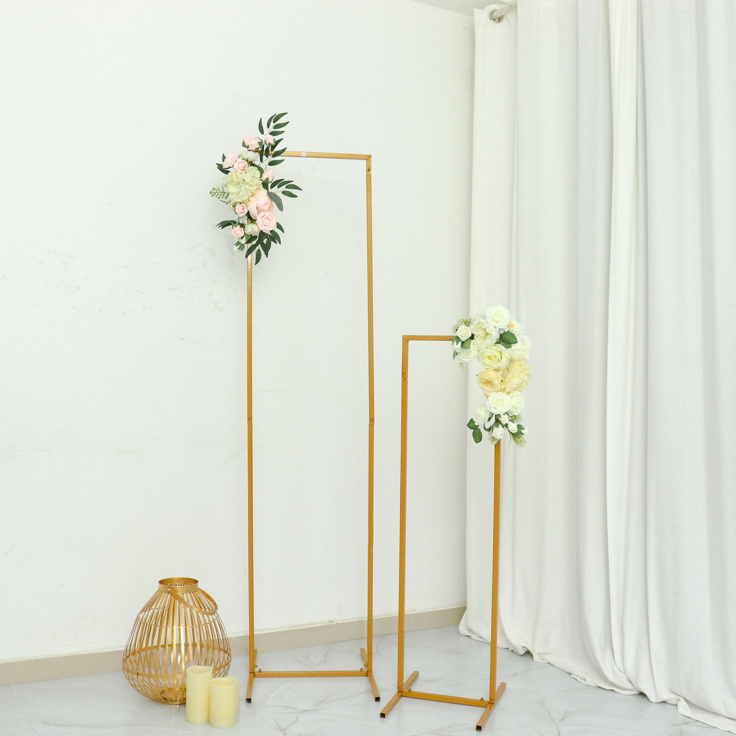 5.5ft Slim Gold Metal Frame Wedding Arch, Rectangular Backdrop Stand, Floral Display Frame