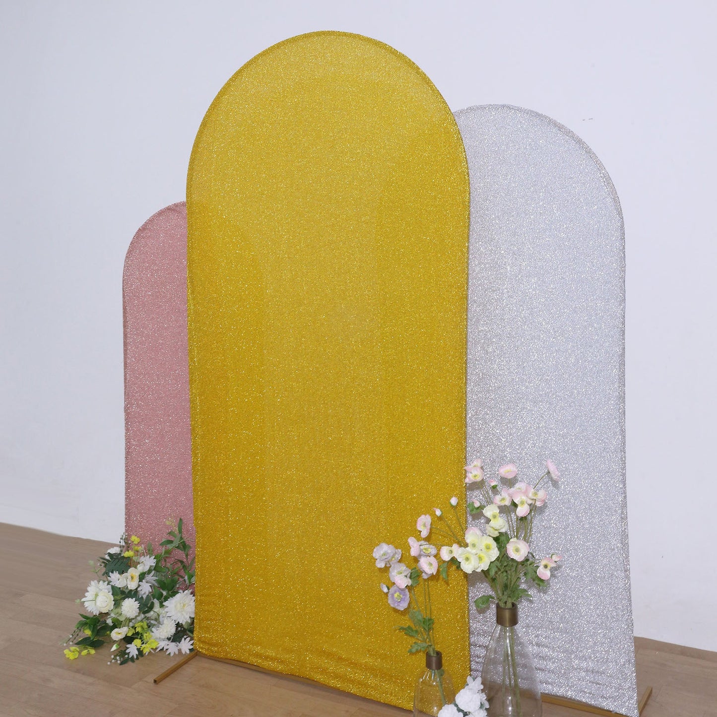 7 Ft Gold Spandex Arch For Fitted Round Top Backdrop Stand