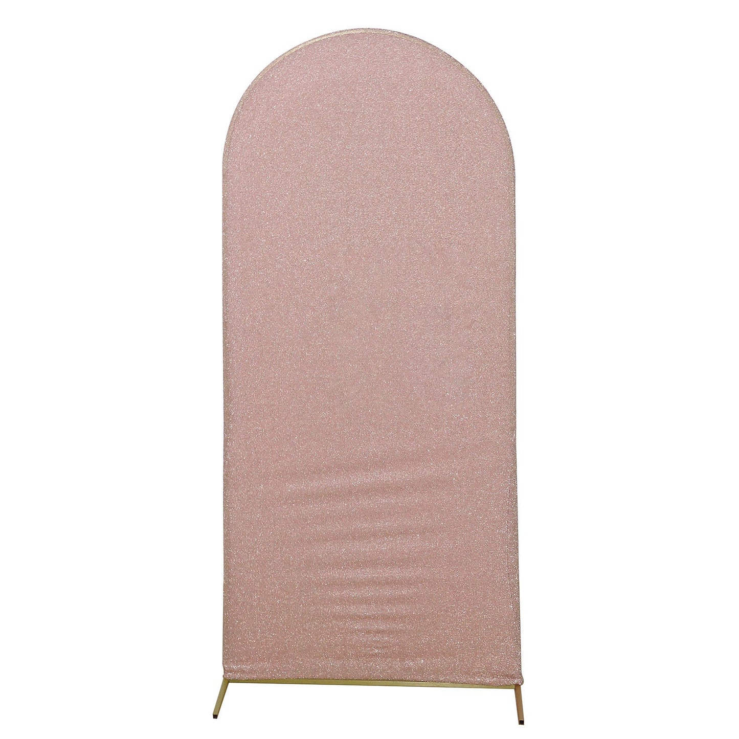 6 Ft Round Top Stand Arch Cover In Blush Rose Gold Spandex