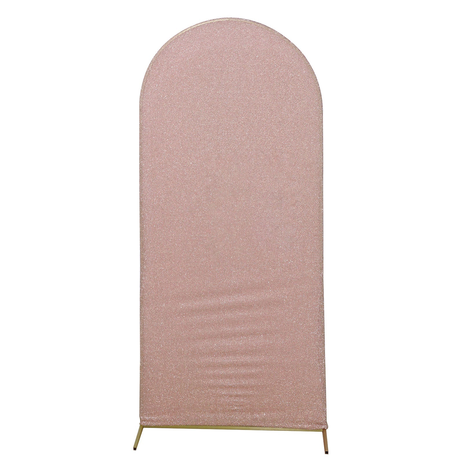 6 Ft Round Top Stand Arch Cover In Blush Rose Gold Spandex
