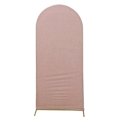 6 Ft Round Top Stand Arch Cover In Blush Rose Gold Spandex