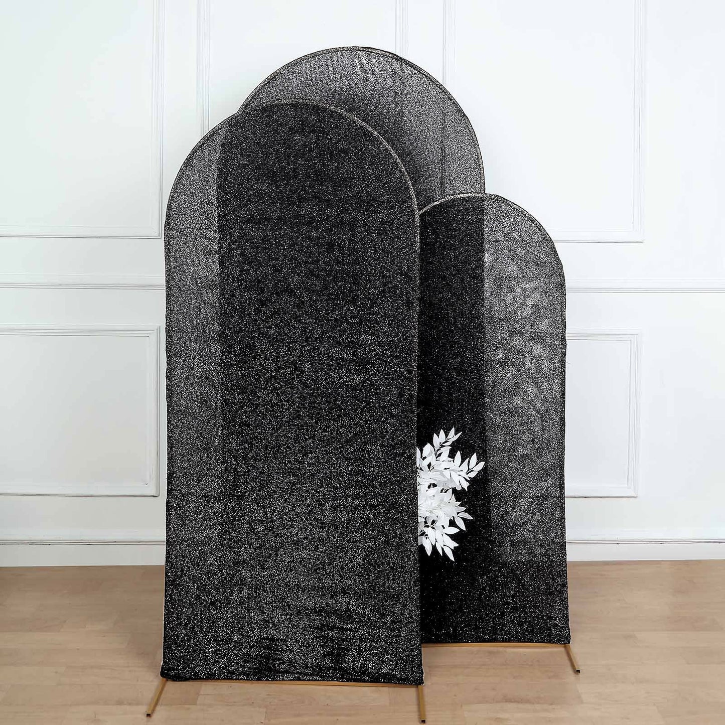 6ft Shimmer Tinsel Spandex Wedding Arch Cover For Fitted Round Top Chiara Backdrop Stand