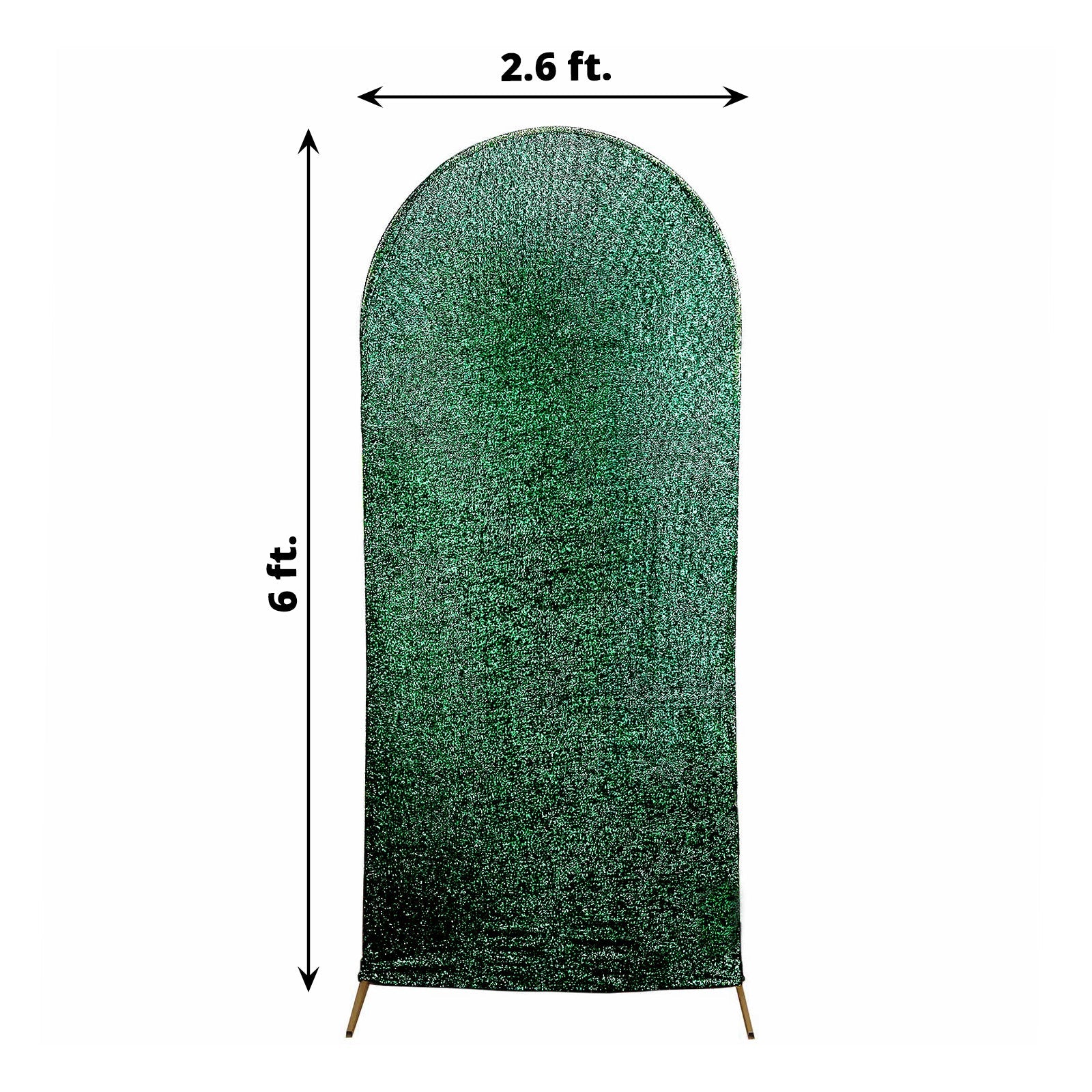 6ft Hunter Green Shimmer Tinsel Spandex Wedding Arch Cover Round Top Chiara Backdrop Stand