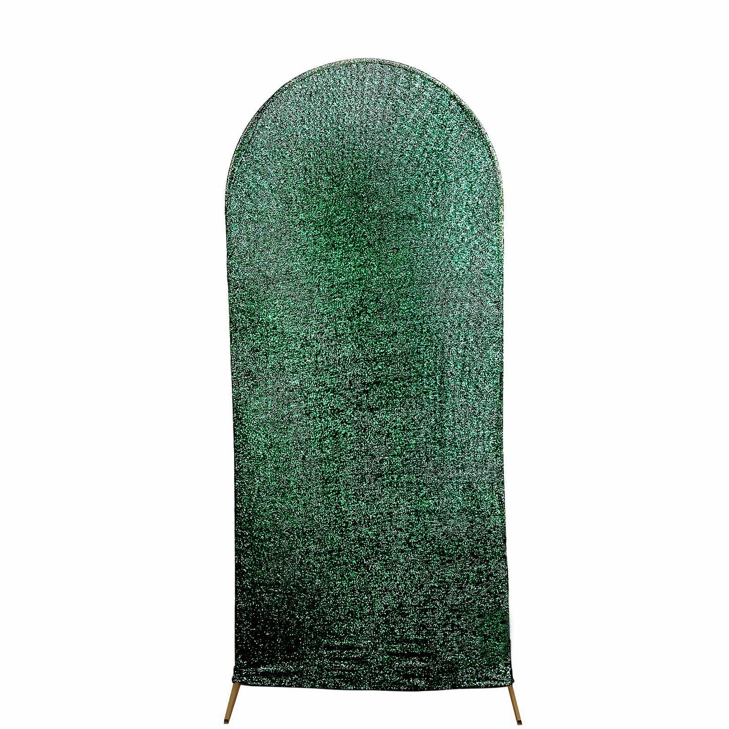 6ft Hunter Green Shimmer Tinsel Spandex Wedding Arch Cover Round Top Chiara Backdrop Stand