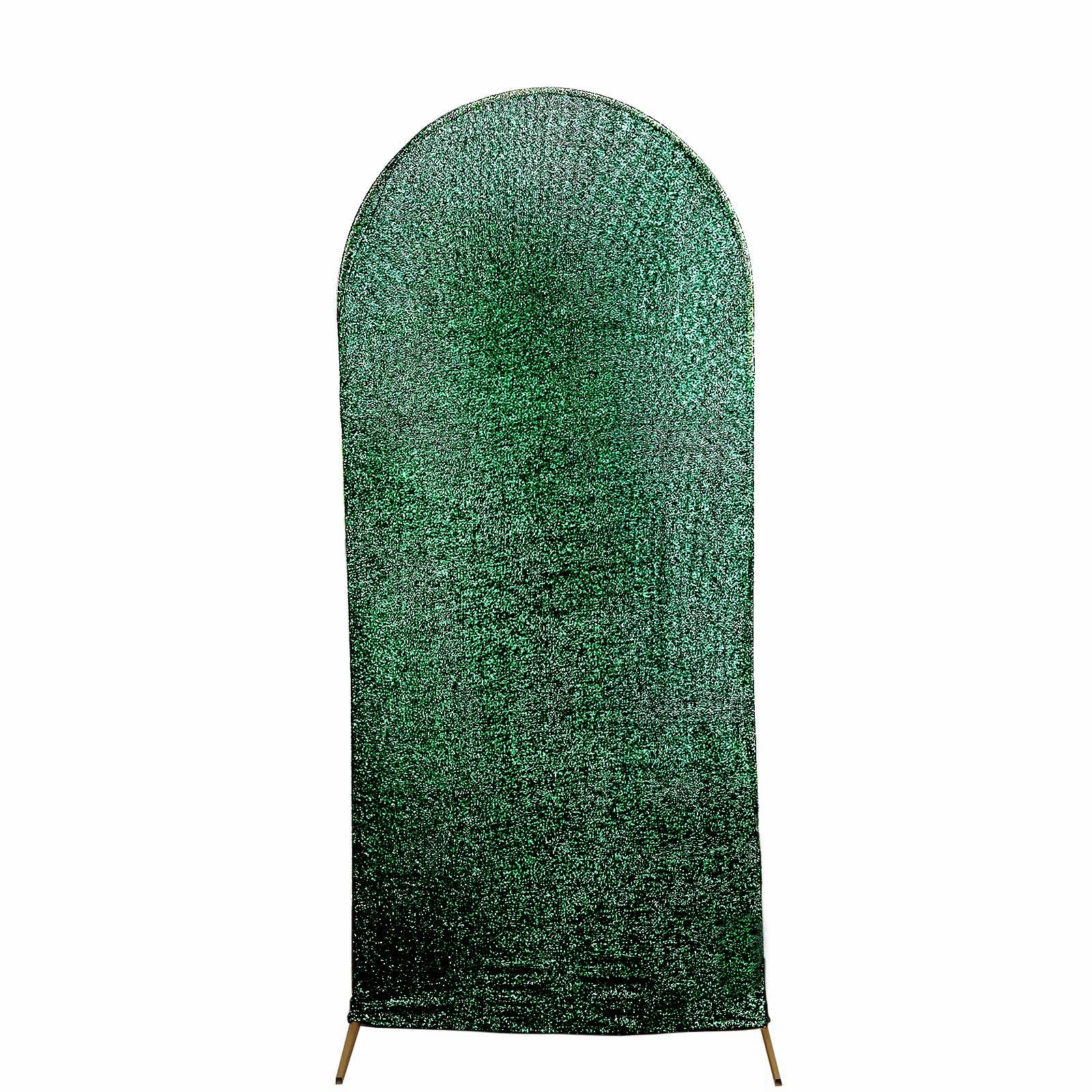6ft Hunter Green Shimmer Tinsel Spandex Wedding Arch Cover Round Top Chiara Backdrop Stand