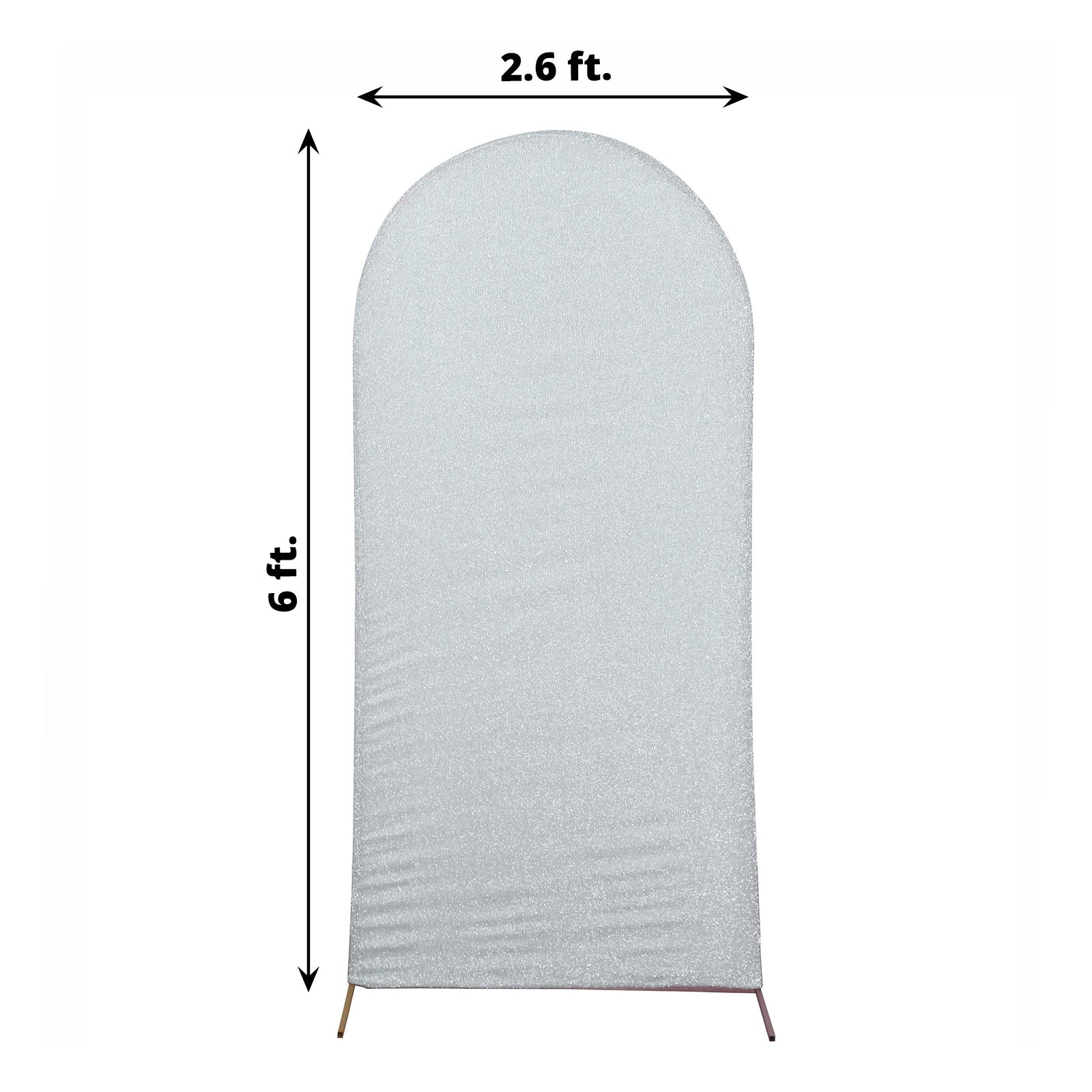 Fitted Round Top Chiara Stand With 6 Ft Silver Tinsel Spandex Arch Cover